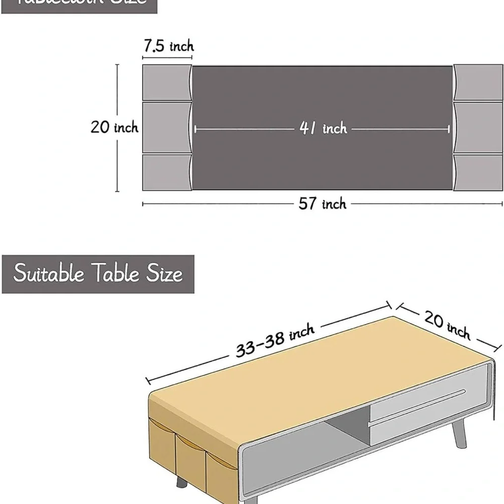 Table Cover Waterproof Rectangle Tablecloth H-50 x 145 cm (20 x 57 in)
